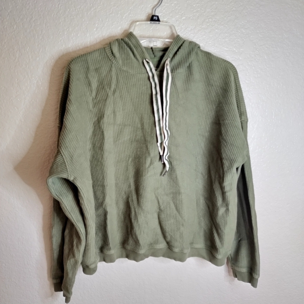 Aerie New Love Corded Cropped Pullover Hoodie sz M